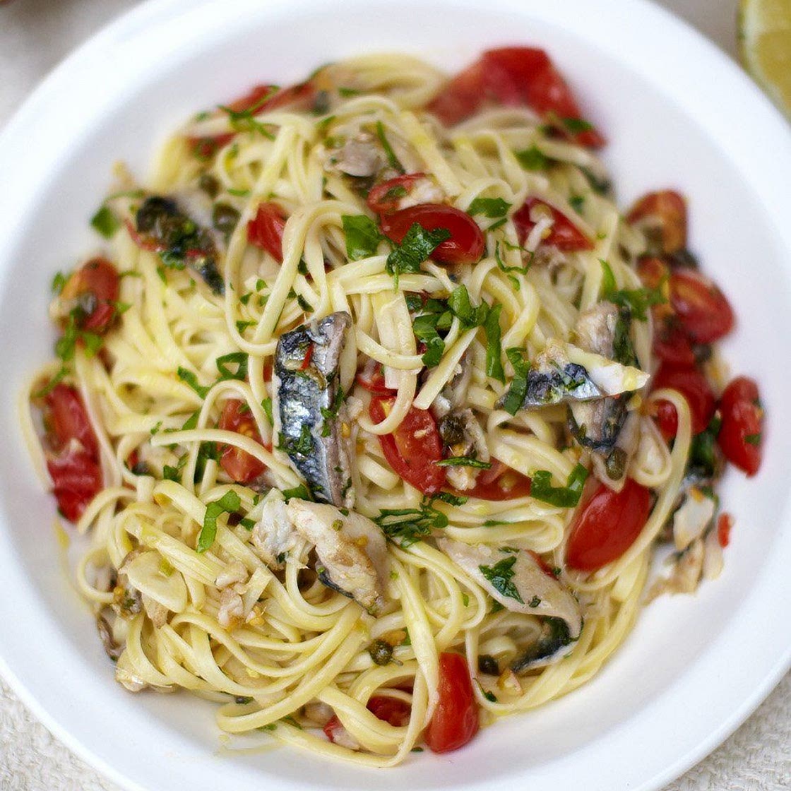 Mediterranean-style herring linguine
