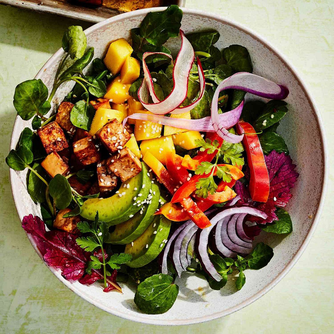 Tofu & Watercress Salad with Mango & Avocado