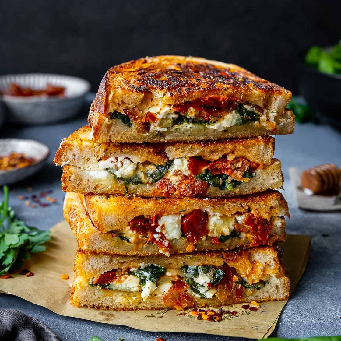 Feta Grilled Cheese Sandwich with Spinach