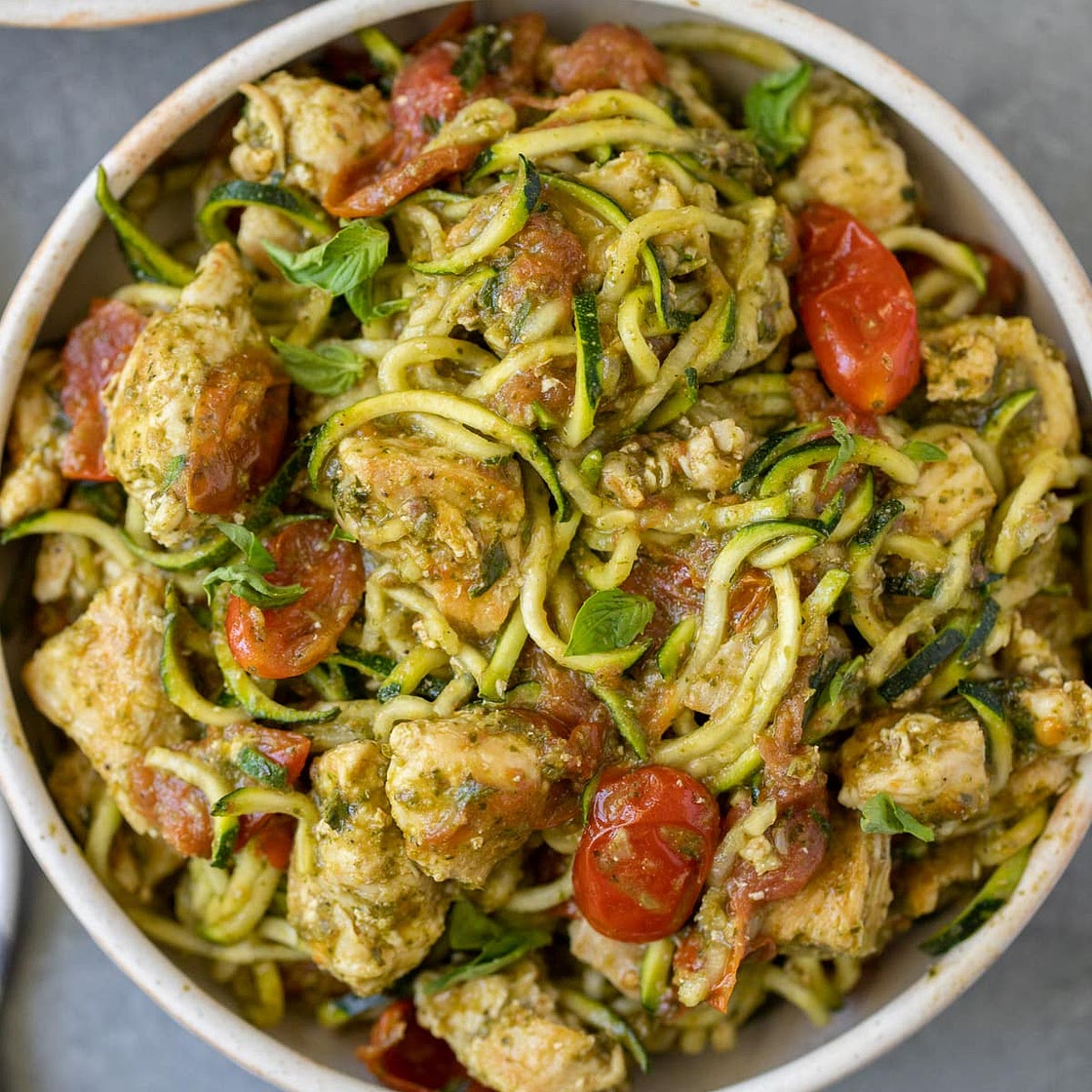 Pesto Chicken Zucchini Noodles