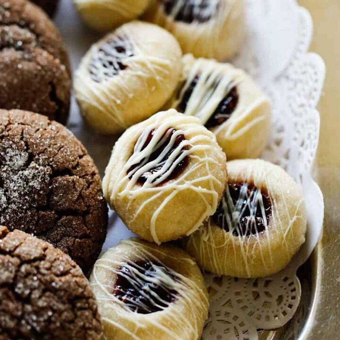 Raspberry Almond Thumbprint Cookies