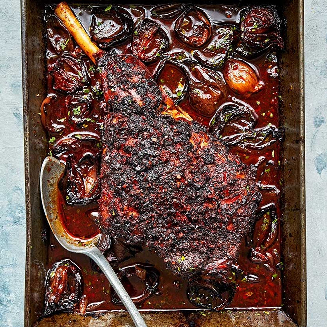 Slow-cooked harissa lamb