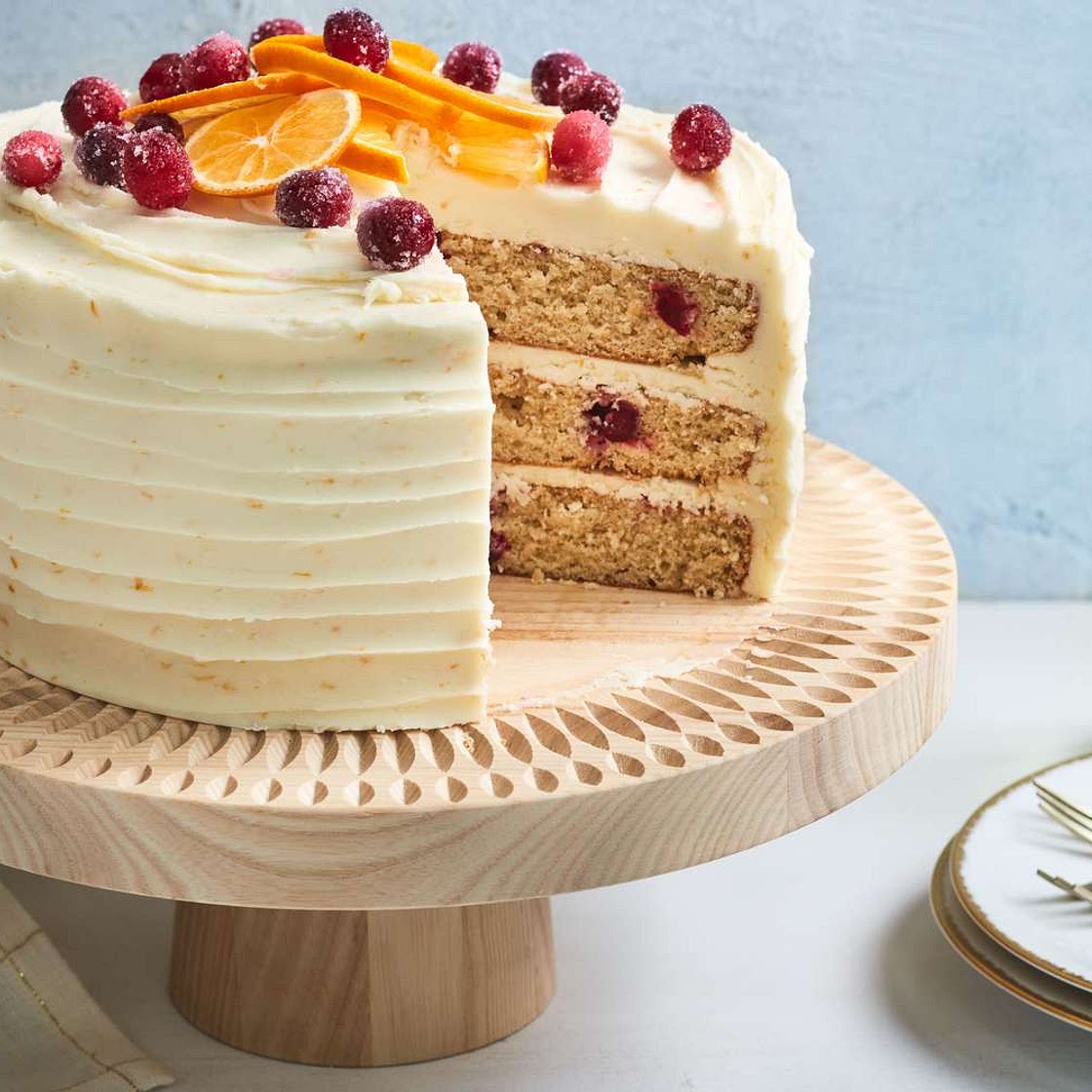 Cranberry-Orange Cake With Orange Buttercream