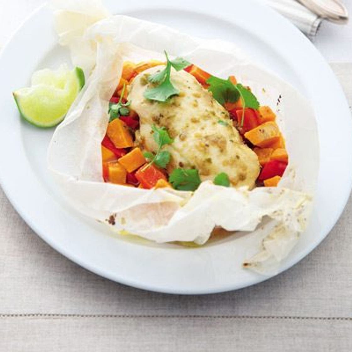 Thai-style chicken & sweet potato parcels