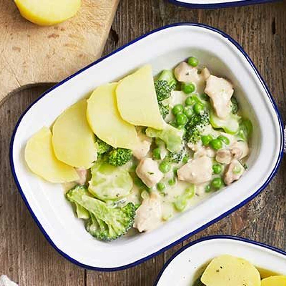 Chicken & broccoli potato-topped pie