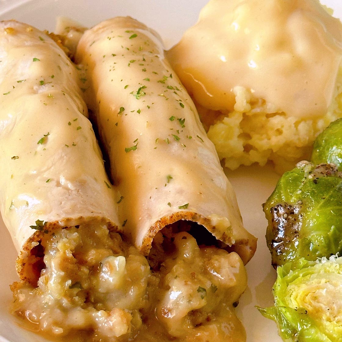 Easy Turkey & Stuffing Roll Ups with Creamy Gravy