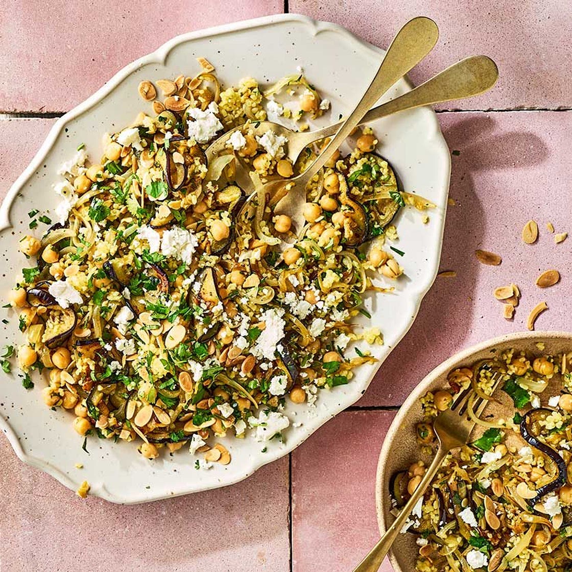 Bulgur & aubergine pilaf