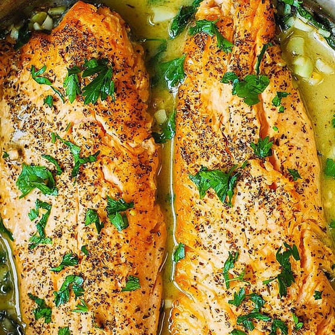 Trout with Garlic Lemon Butter Herb Sauce