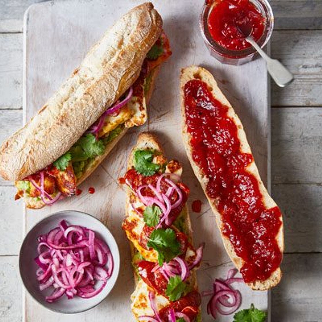 Chorizo & halloumi breakfast baguette
