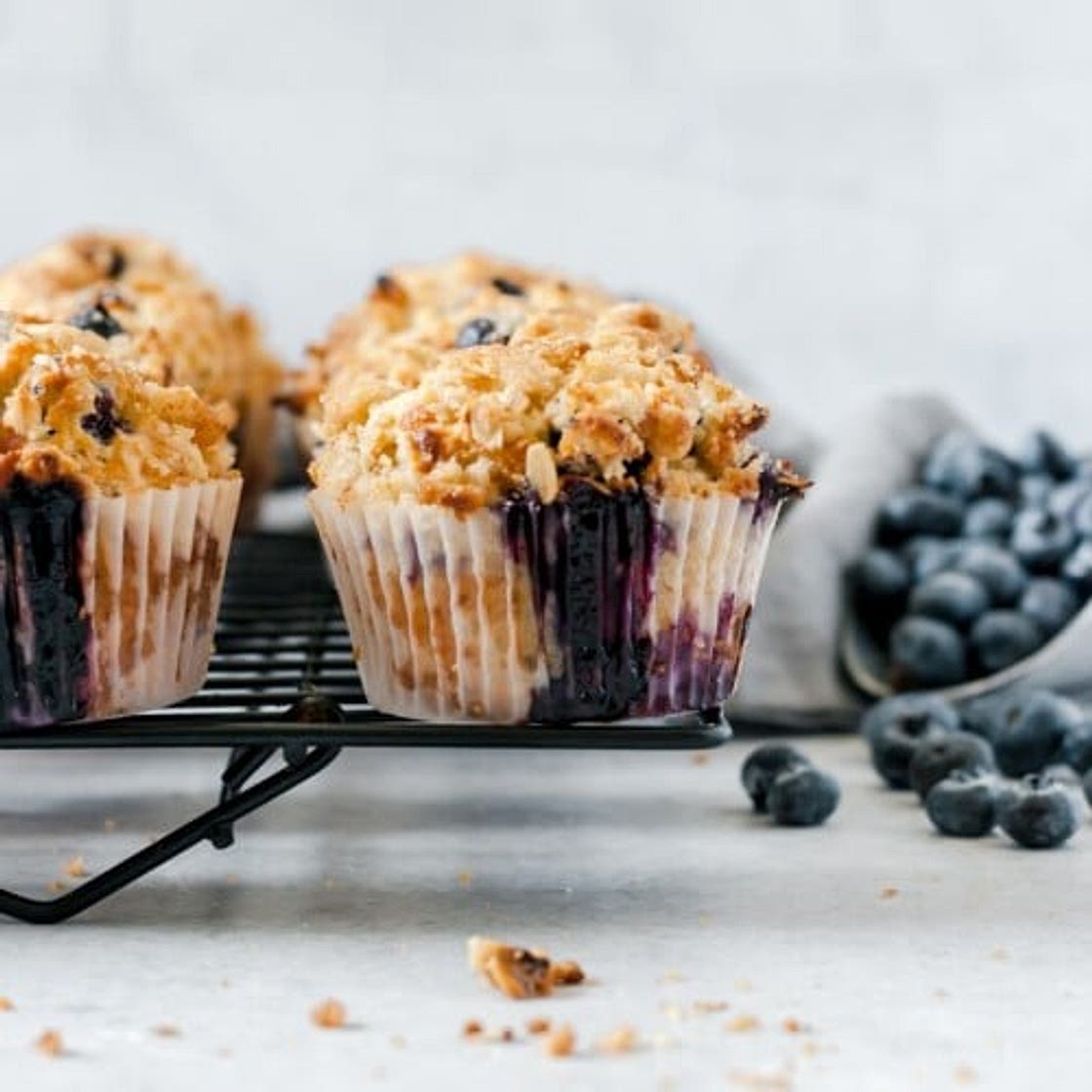 Buttermilk blueberry muffins with streusel topping