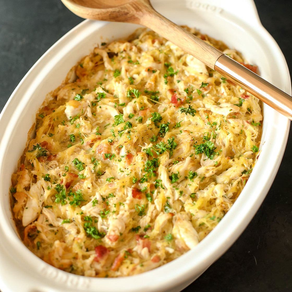 Chicken Bacon Ranch Spaghetti Squash Casserole