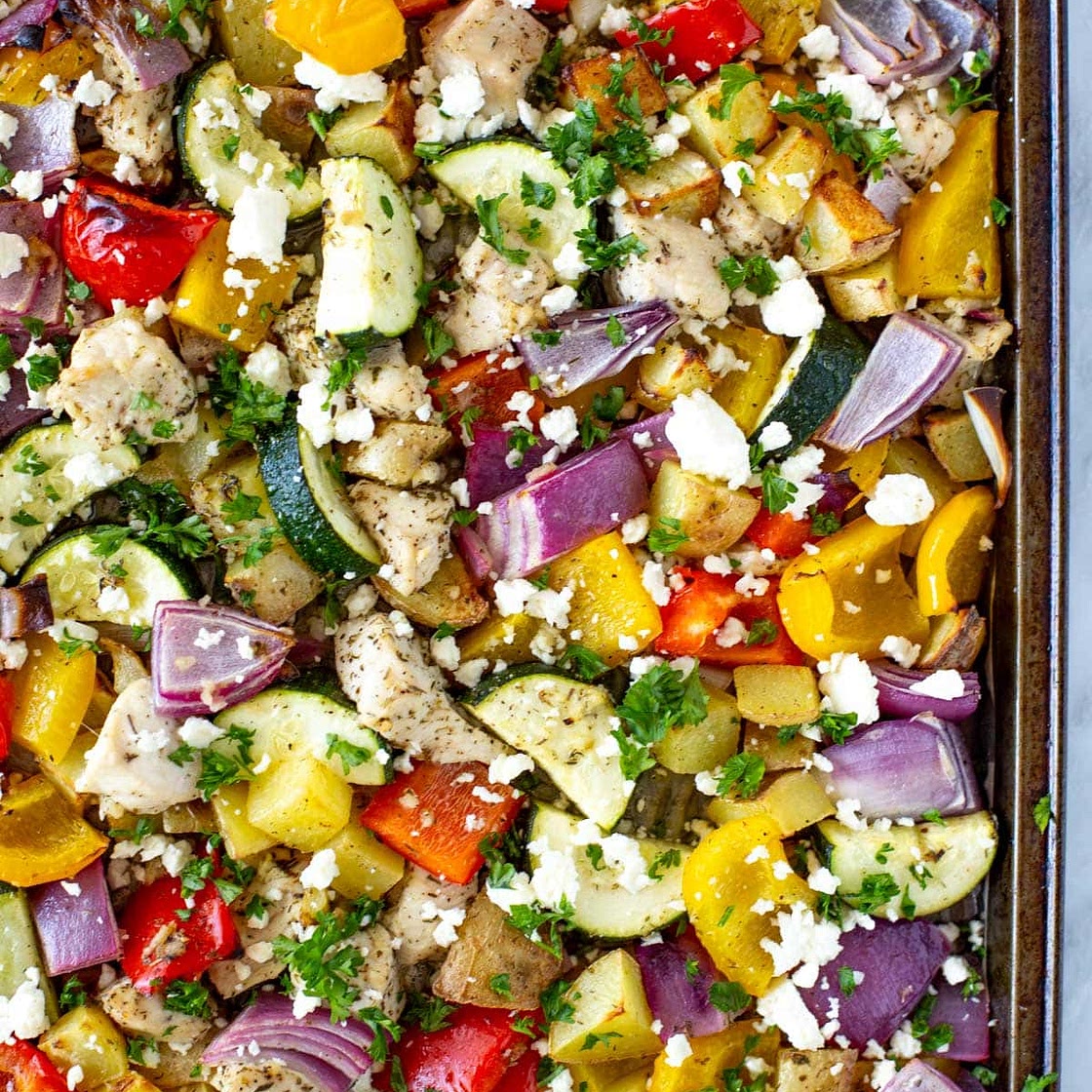 Sheet Pan Greek Chicken {Meal Prep}