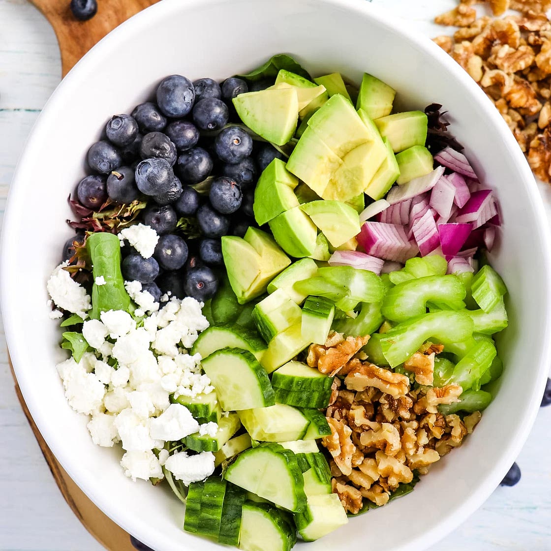 Blueberry Spring Mix Salad with Avocado and Cucumber