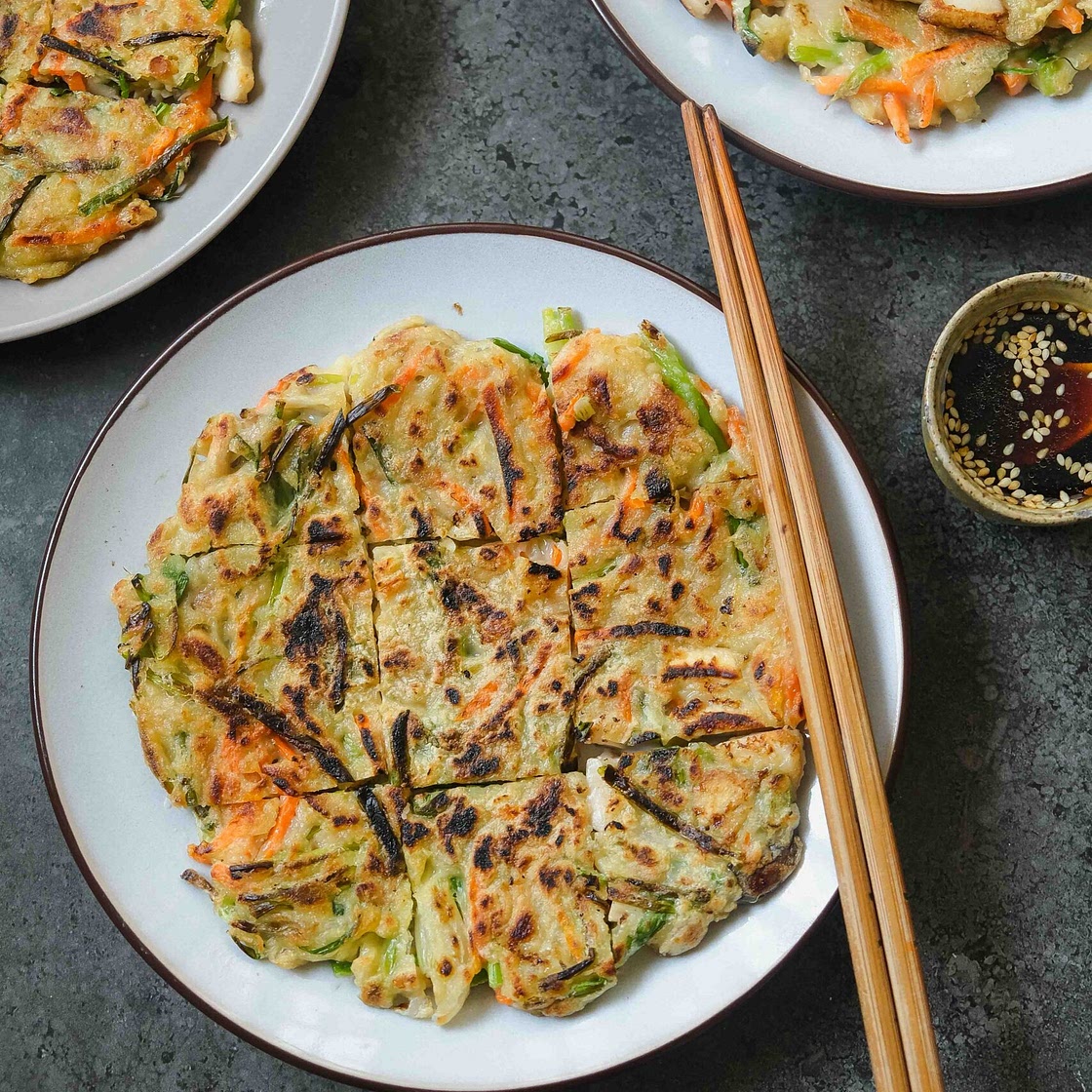 Vegan Yachae Jeon 야채전 (Korean Vegetable Pancakes)