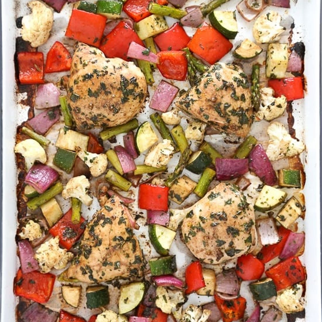 Sheet Pan Balsamic-Herb Chicken and Vegetables