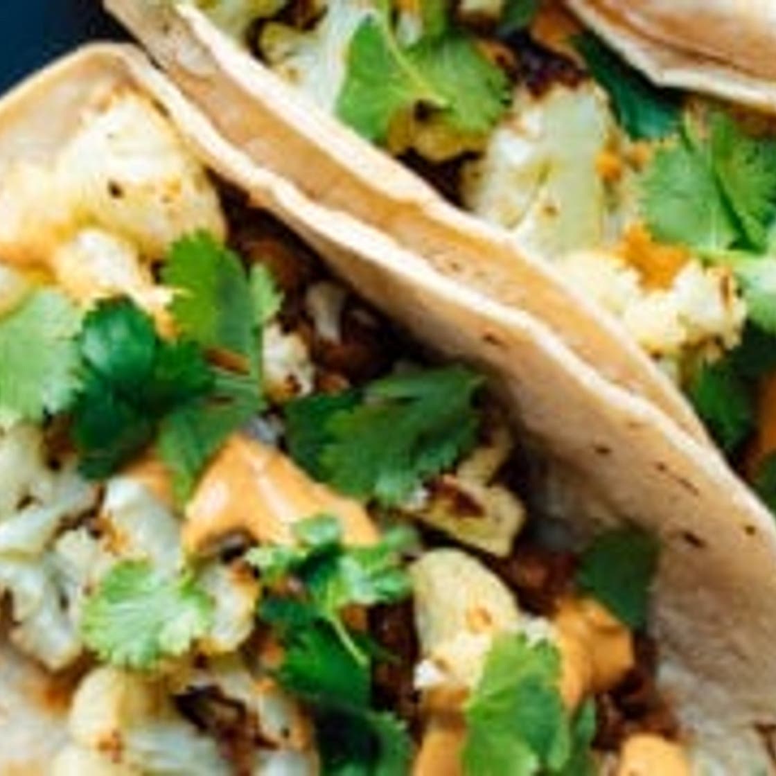 Roasted Cauliflower and Lentil Tacos with Creamy Chipotle Sauce