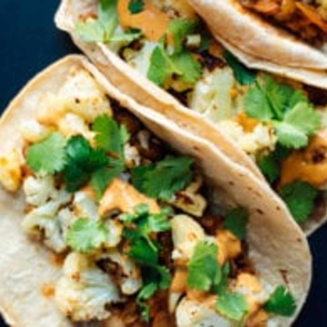 Roasted Cauliflower and Lentil Tacos with Creamy Chipotle Sauce