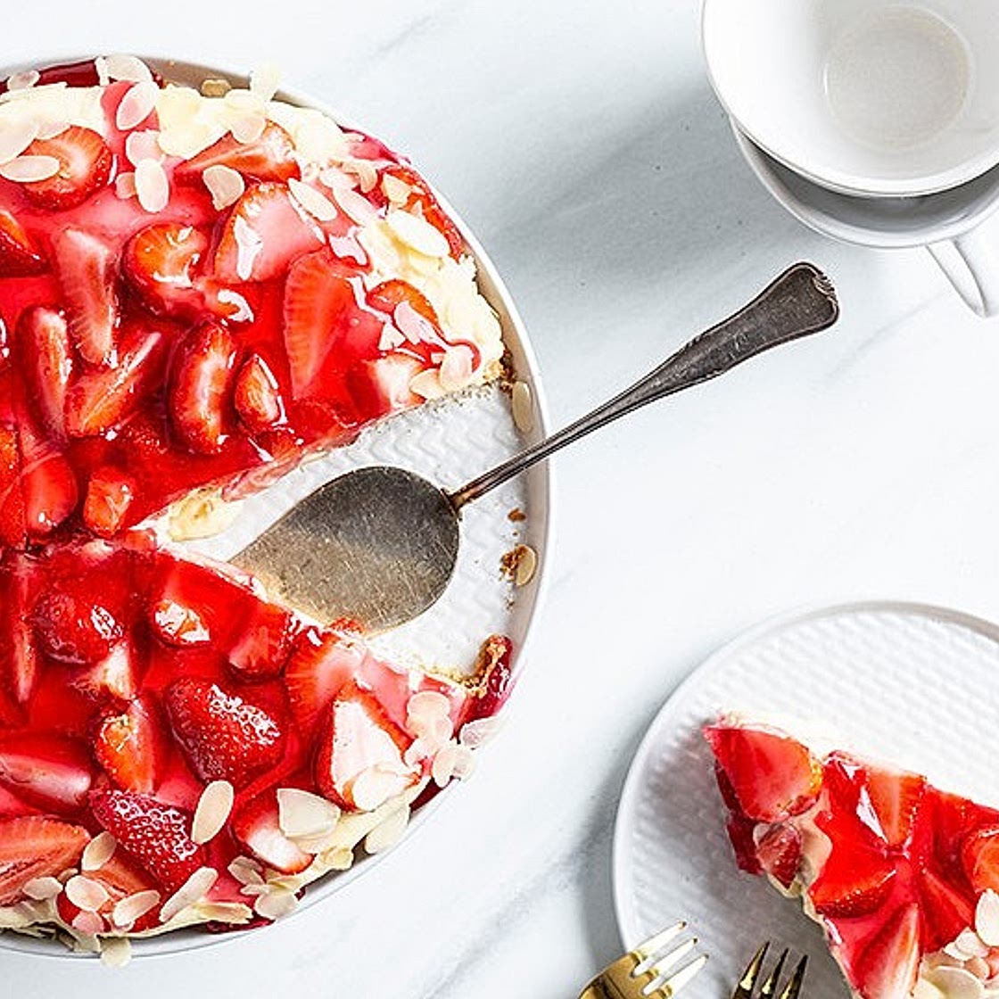 Erdbeerkuchen mit Vanillepudding