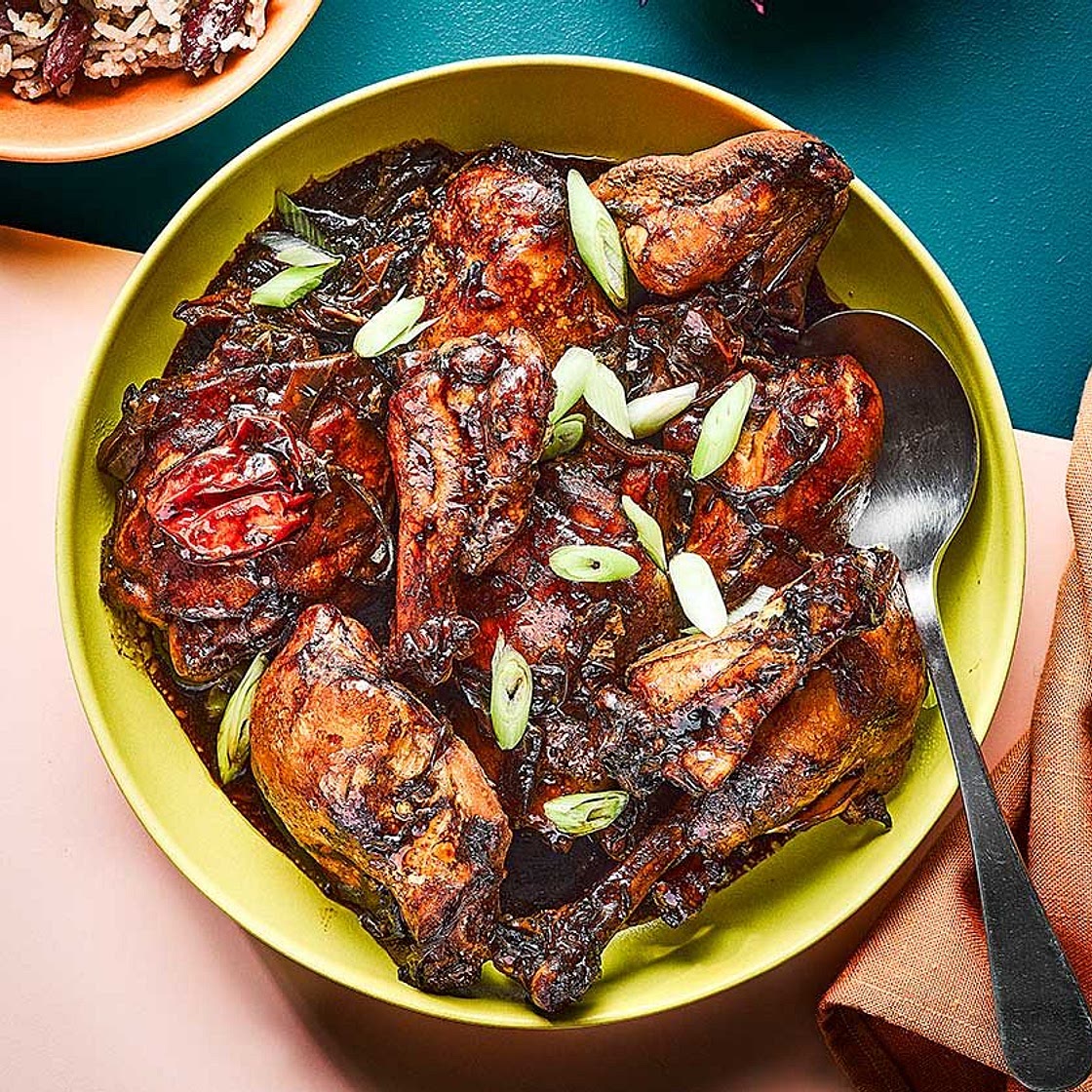 Easy oven-cooked Jamaican brown stew chicken