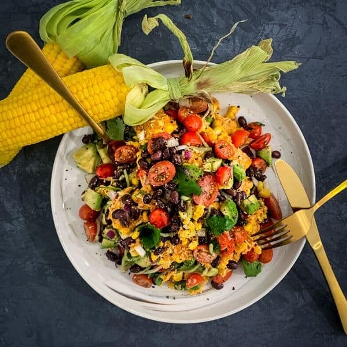 Parmesan Chipotle Corn Salad with Black Beans