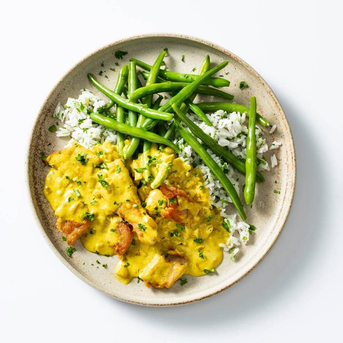 Vegetarische kip kerrie met rijst