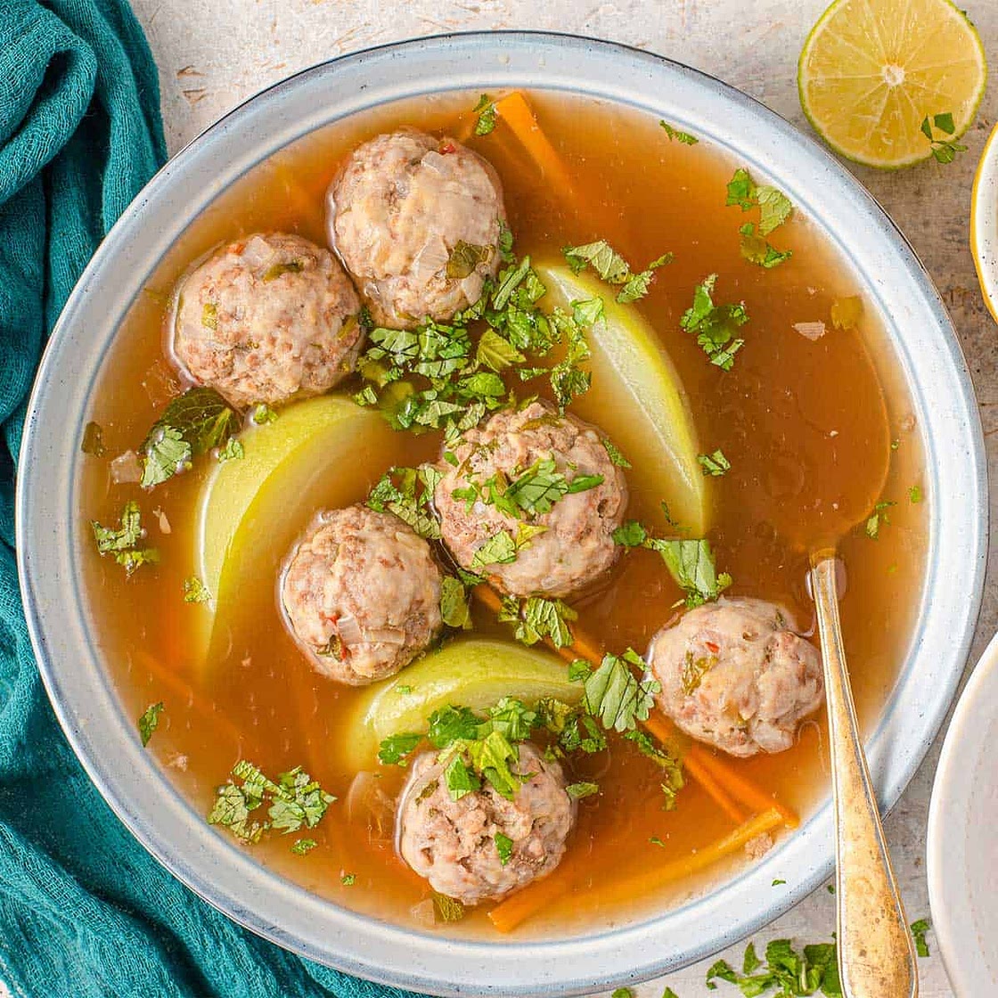Sopa de Albondigas (Healthy Meatball Soup)