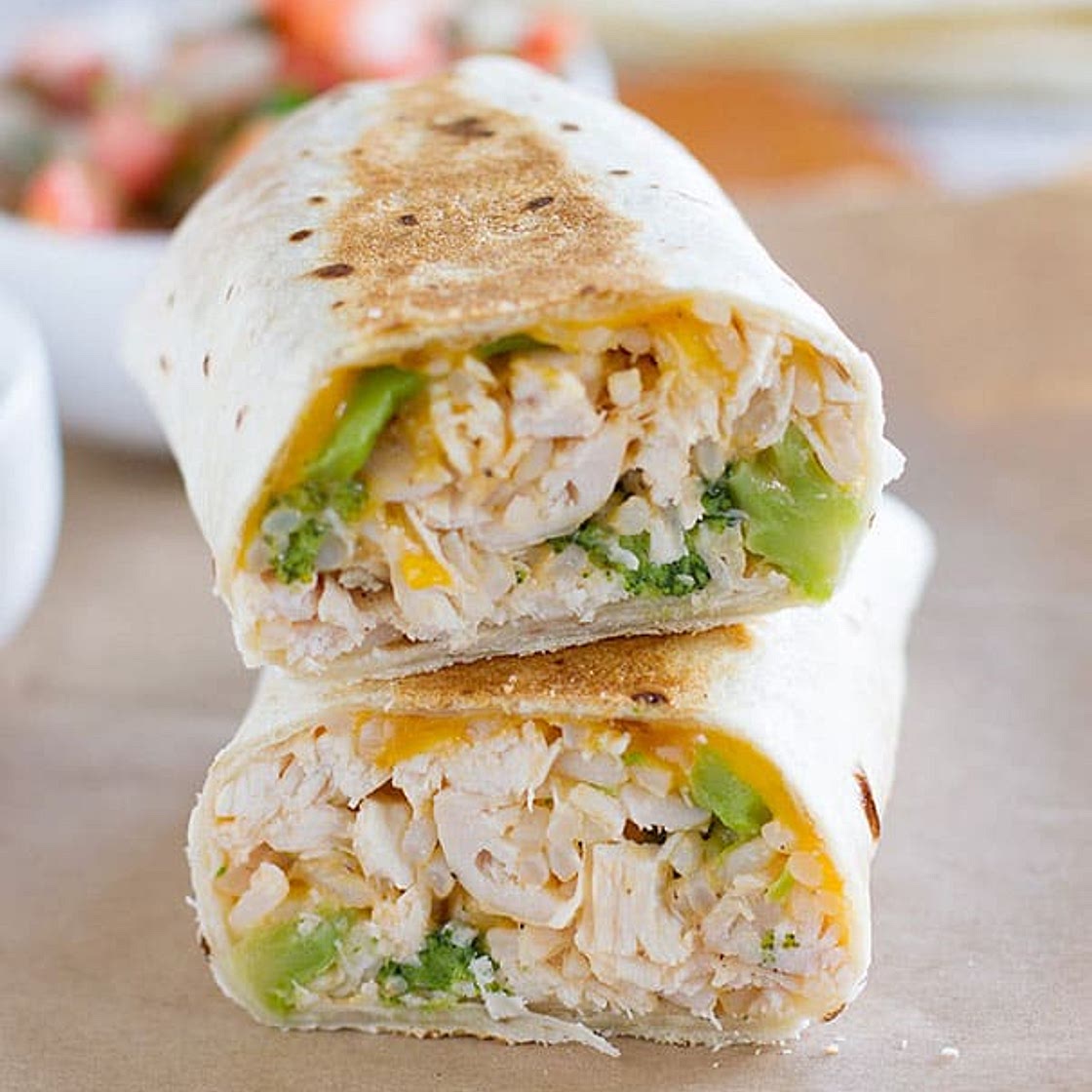 Chicken and Broccoli Grilled Burritos