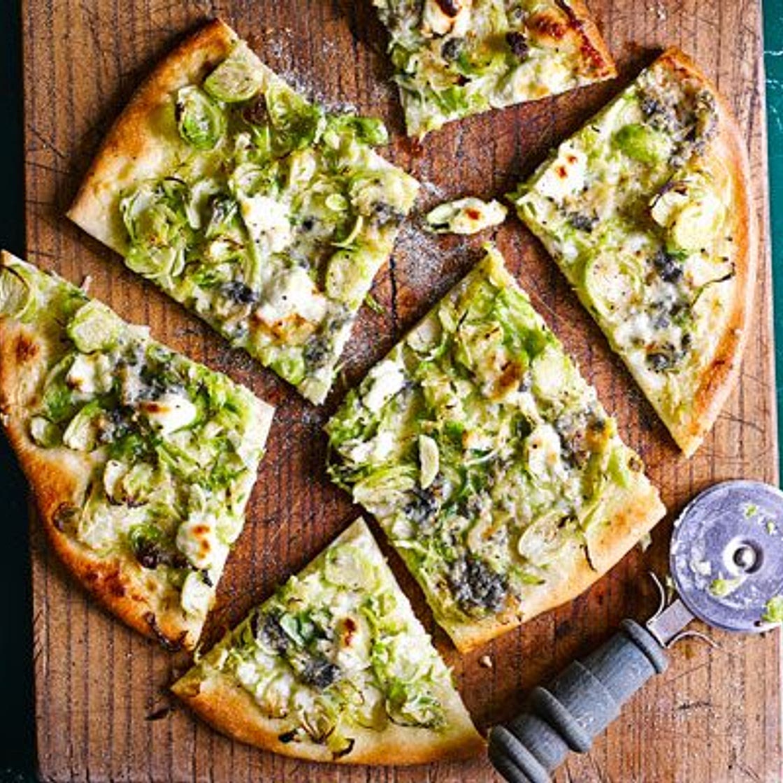 Brussels & blue cheese pizza