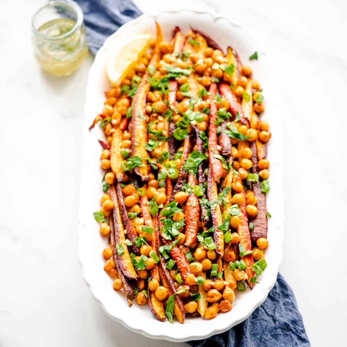 Cumin Roasted Carrots and Chickpeas with Lemon Vinaigrette
