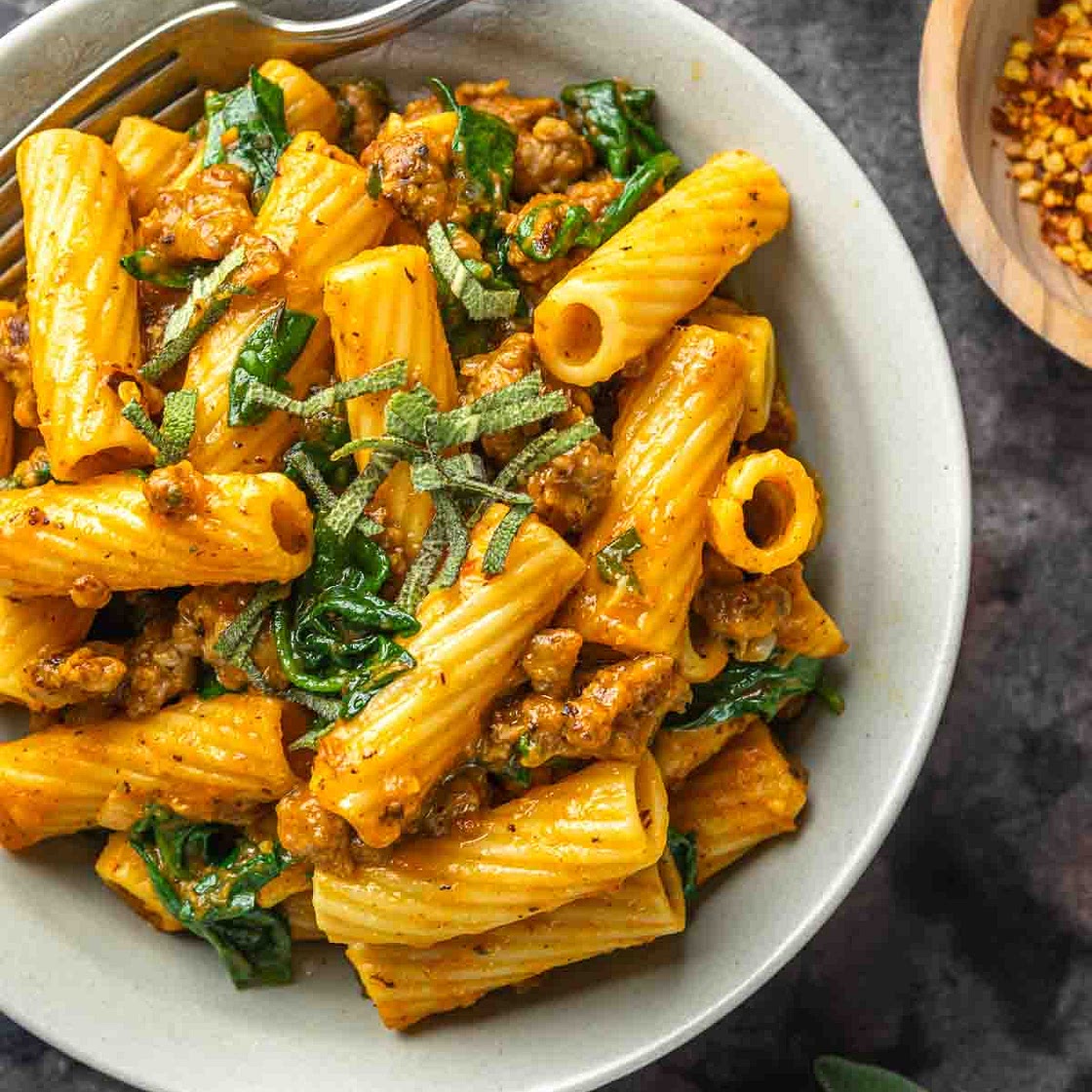 Pumpkin Pasta with Italian Sausage