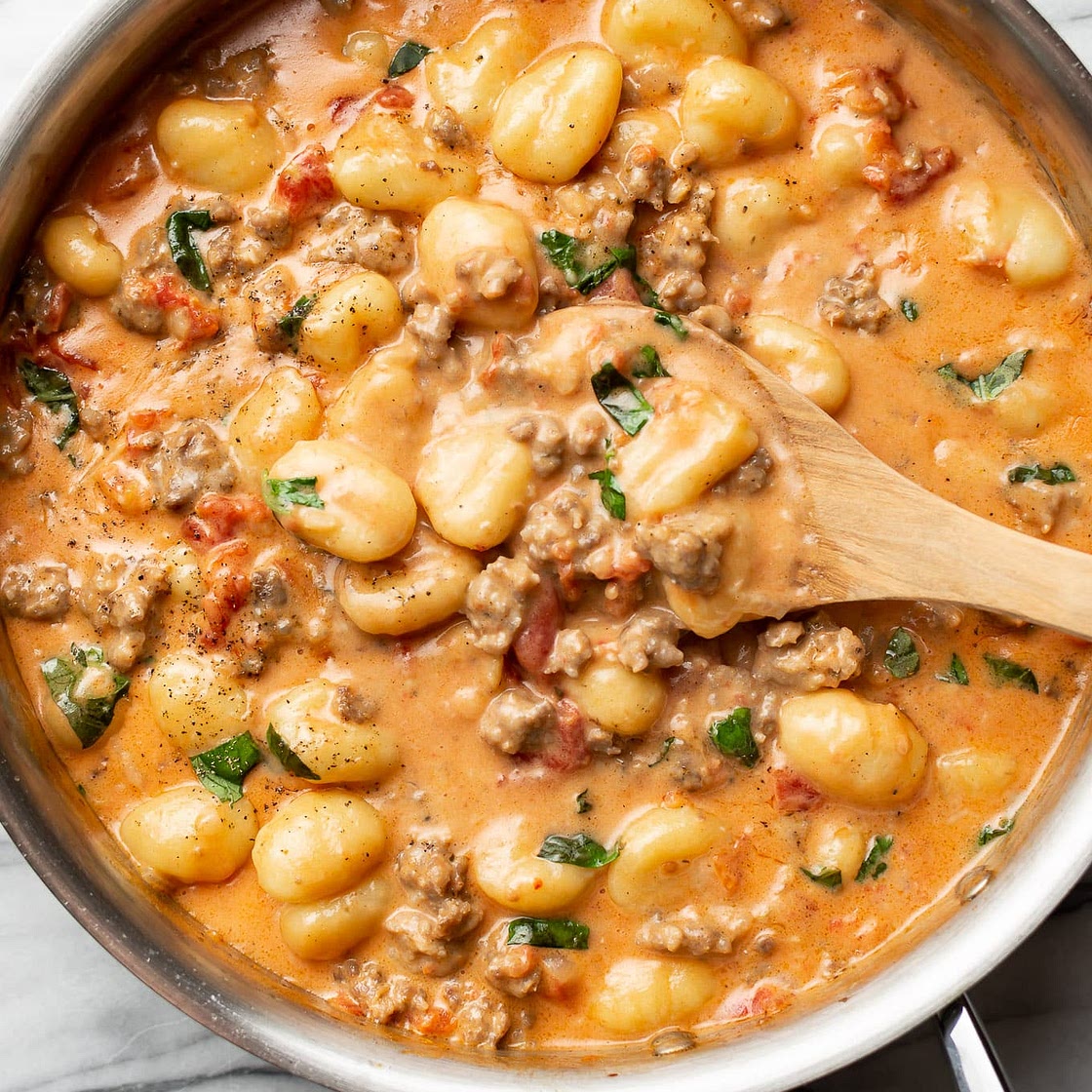 One Pan Creamy Gnocchi with Sausage