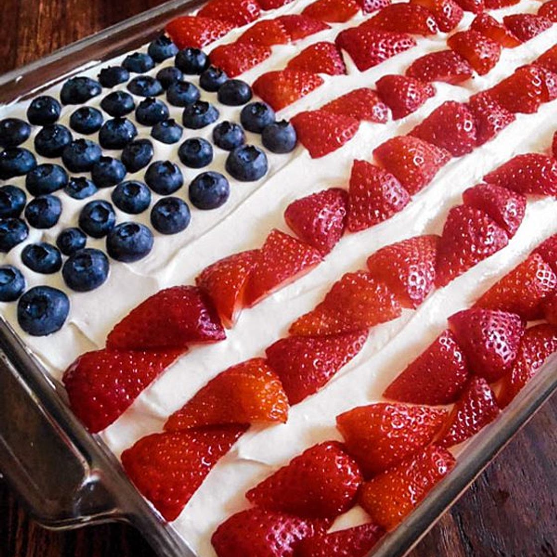 Strawberry American Flag Poke Cake Recipe