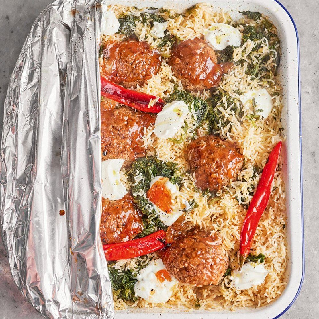 Giant Madras-spiced meatballs