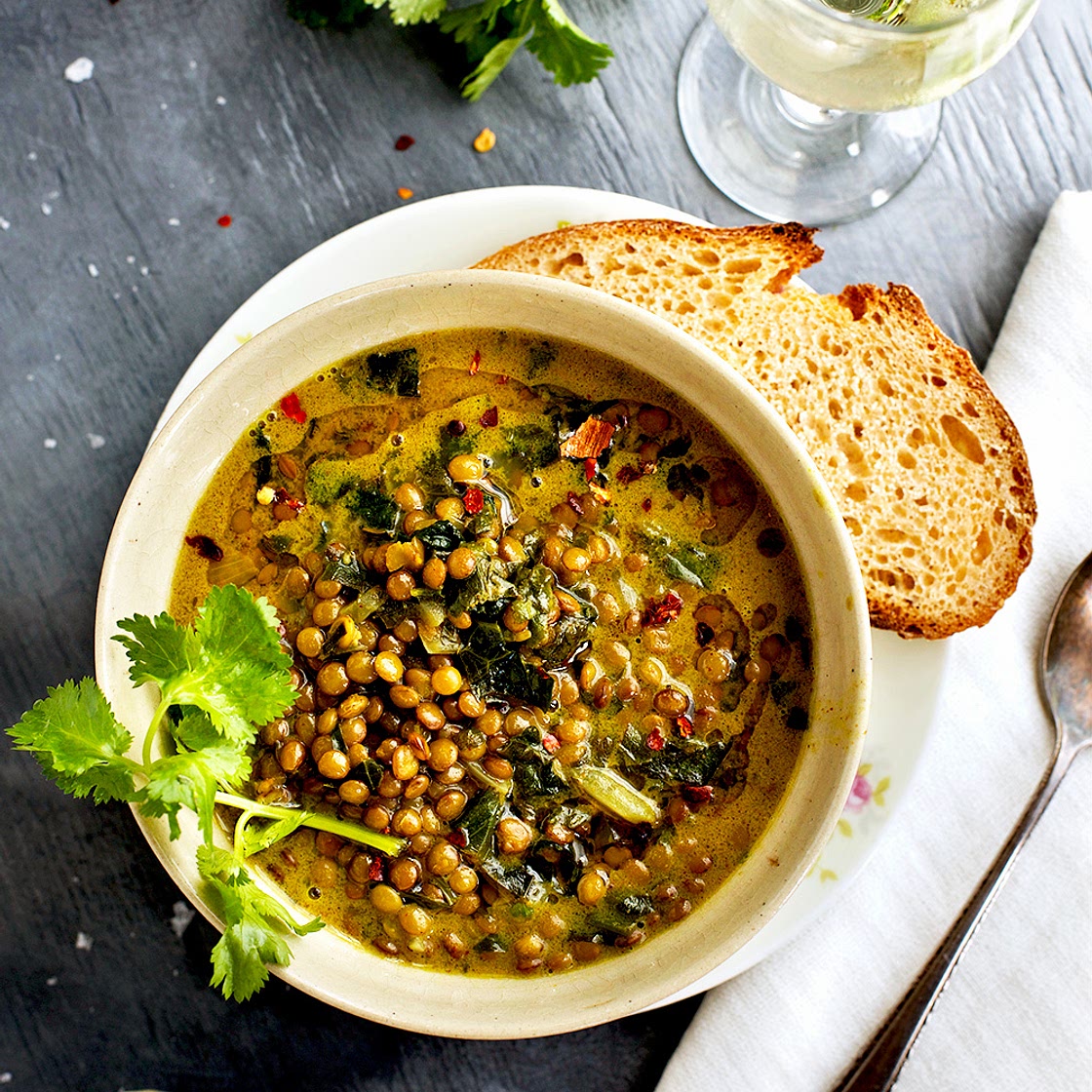 Coconut Basil French Green Lentil Soup - CaliZona