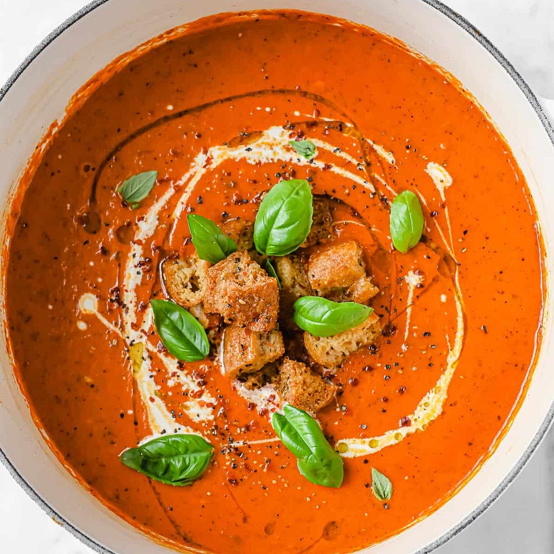 Smoked Gouda, Roasted Red Pepper Tomato Bisque