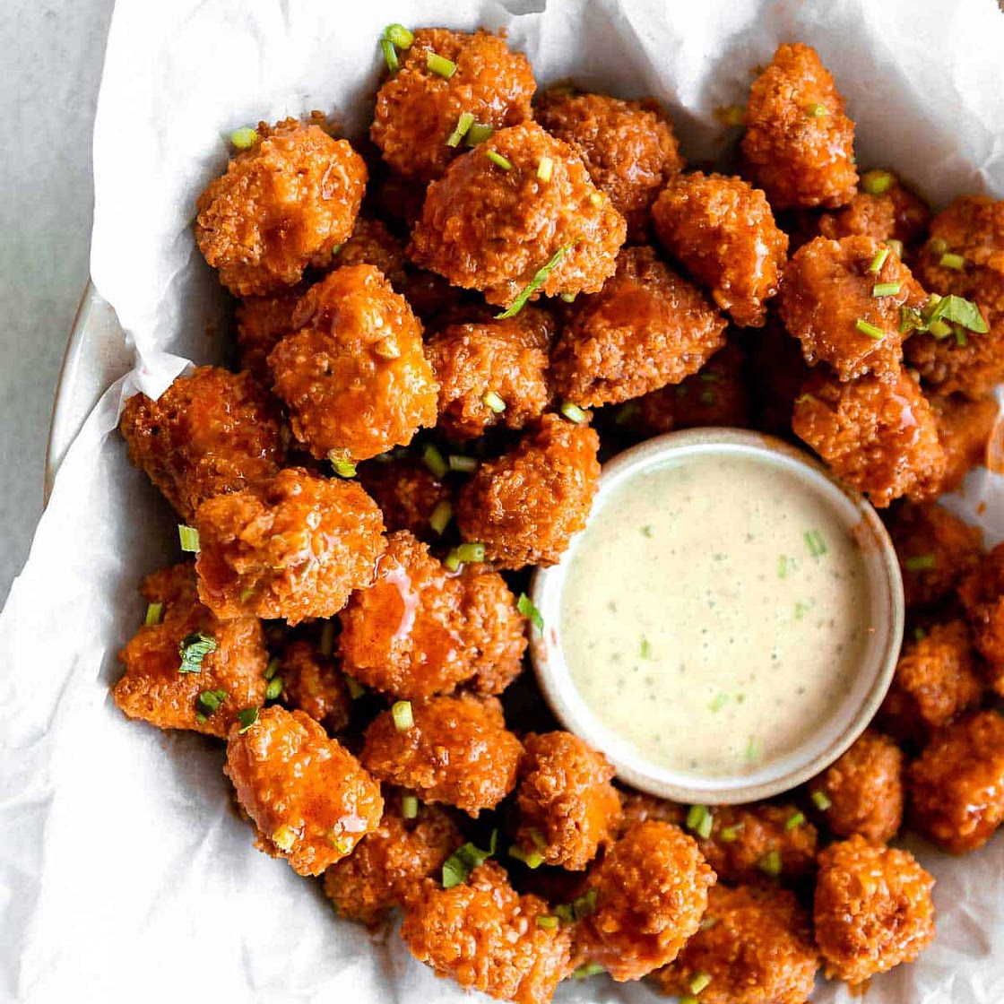 Air Fryer Buffalo Popcorn Chicken