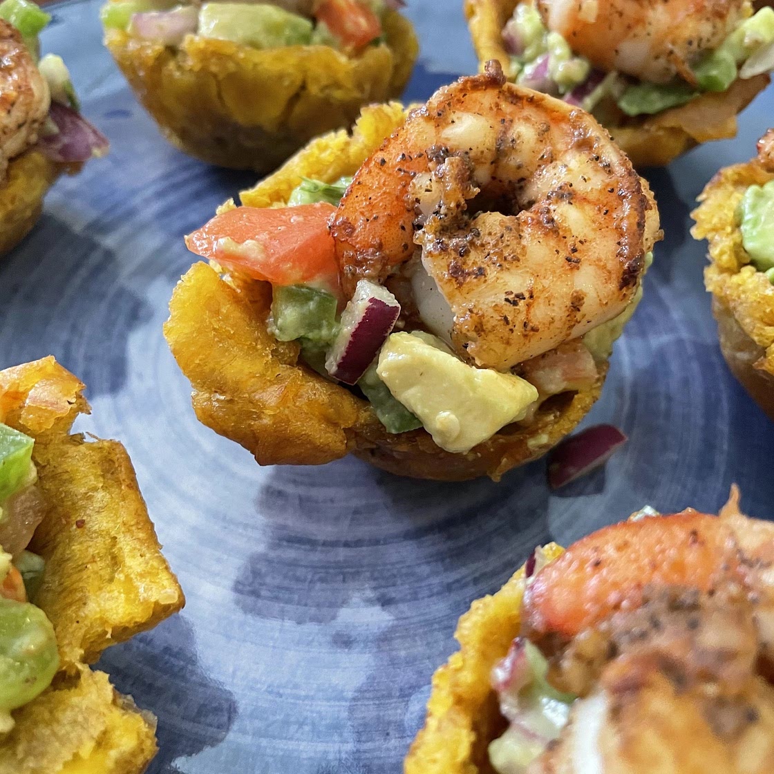 Shrimp Stuffed Plantain Cups (Tostones Rellenos)