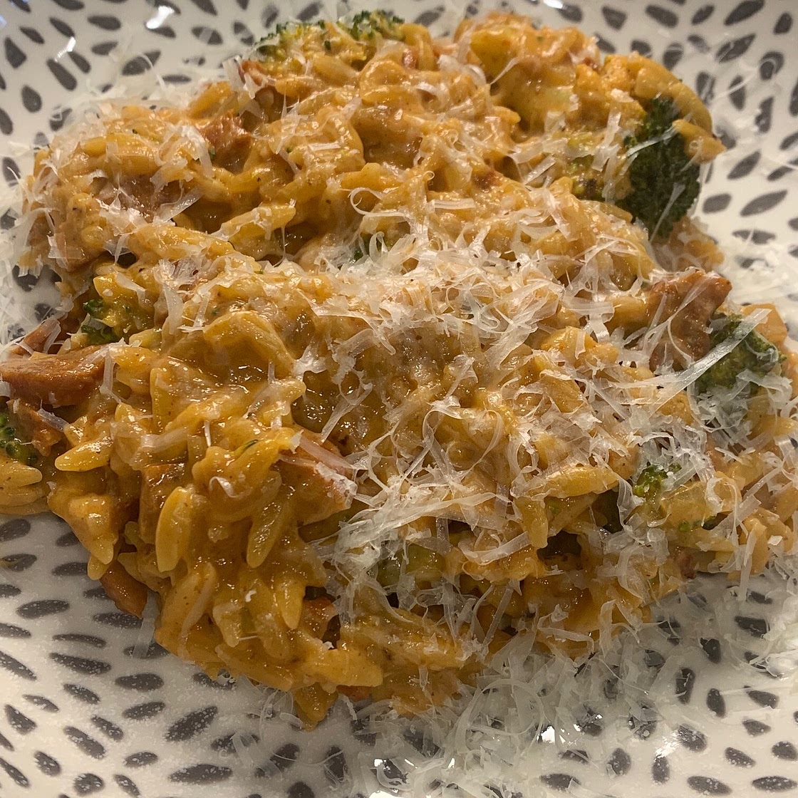 One Pan Spicy Chorizo Orzo