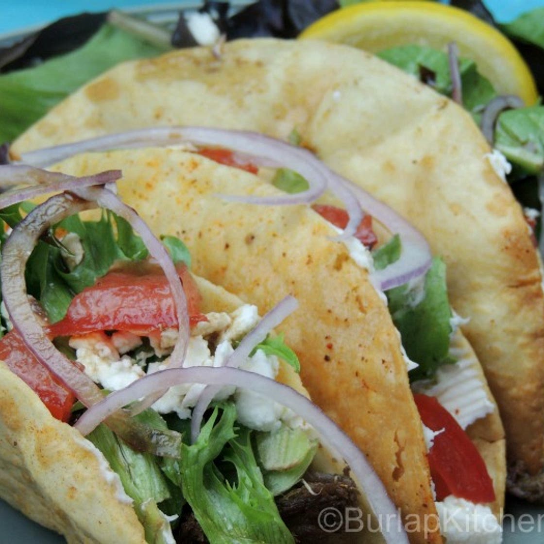 Steak, Feta, & Balsamic Tacos