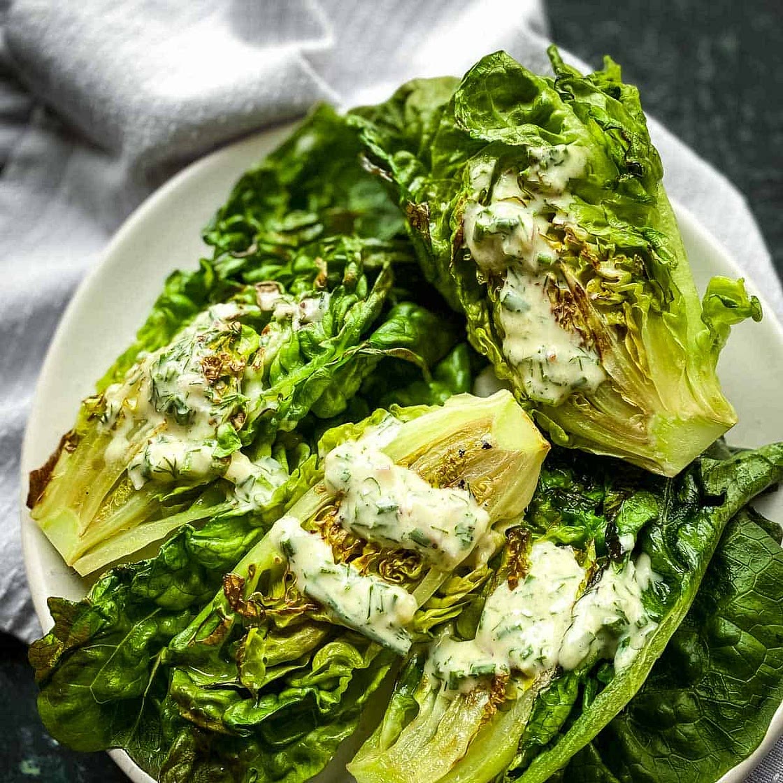 Little Gem Salad with Vegan Ranch Dressing