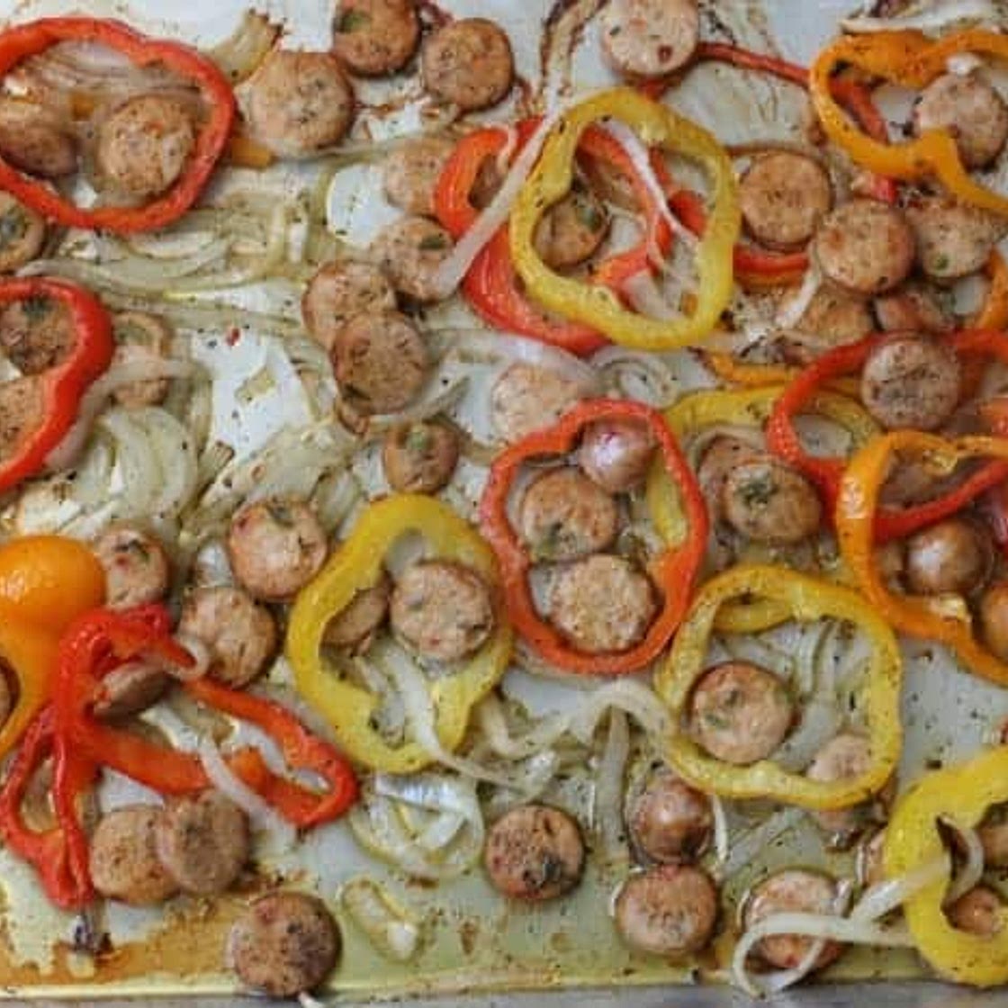 Healthy Baked Chicken Italian Sausage and Peppers