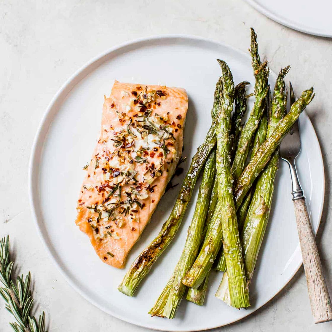 Rosemary Garlic Roasted Salmon with Asparagus