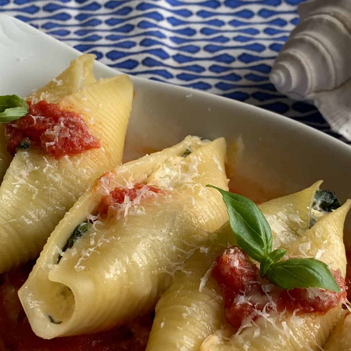 Mediterranean Stuffed Shells Loaded With Feta Cheese and Artichokes - Conchiglioni