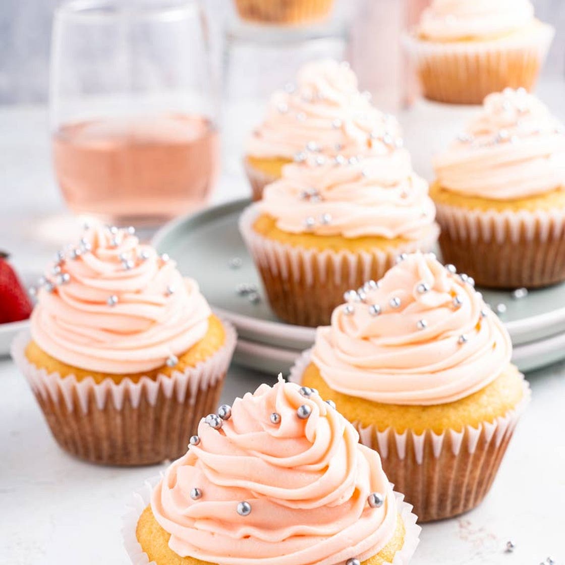 Pink Rosé Cupcakes with Moscato Wine