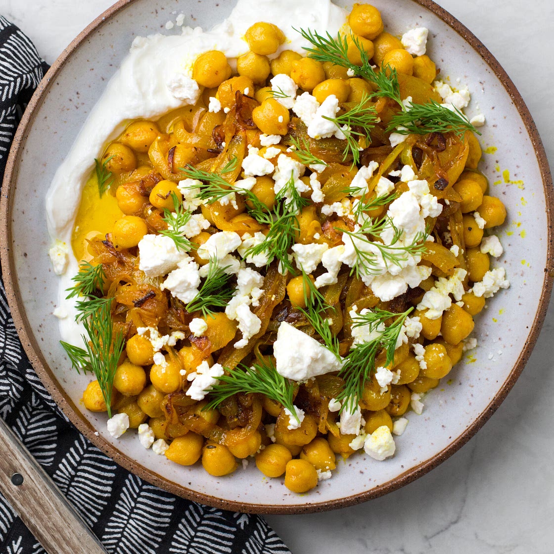 Quick Turmeric Chickpeas With Labne