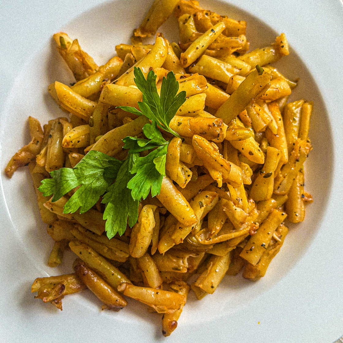 Pan-seared yellow wax beans in butter