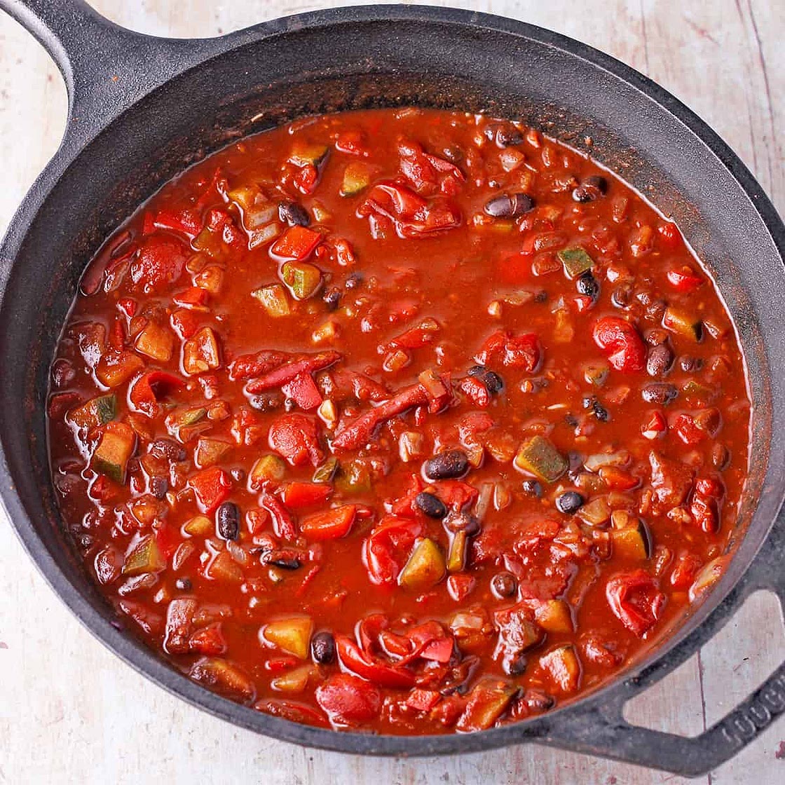 Vegan Black Bean Chili with Cocoa (Cacao) Powder