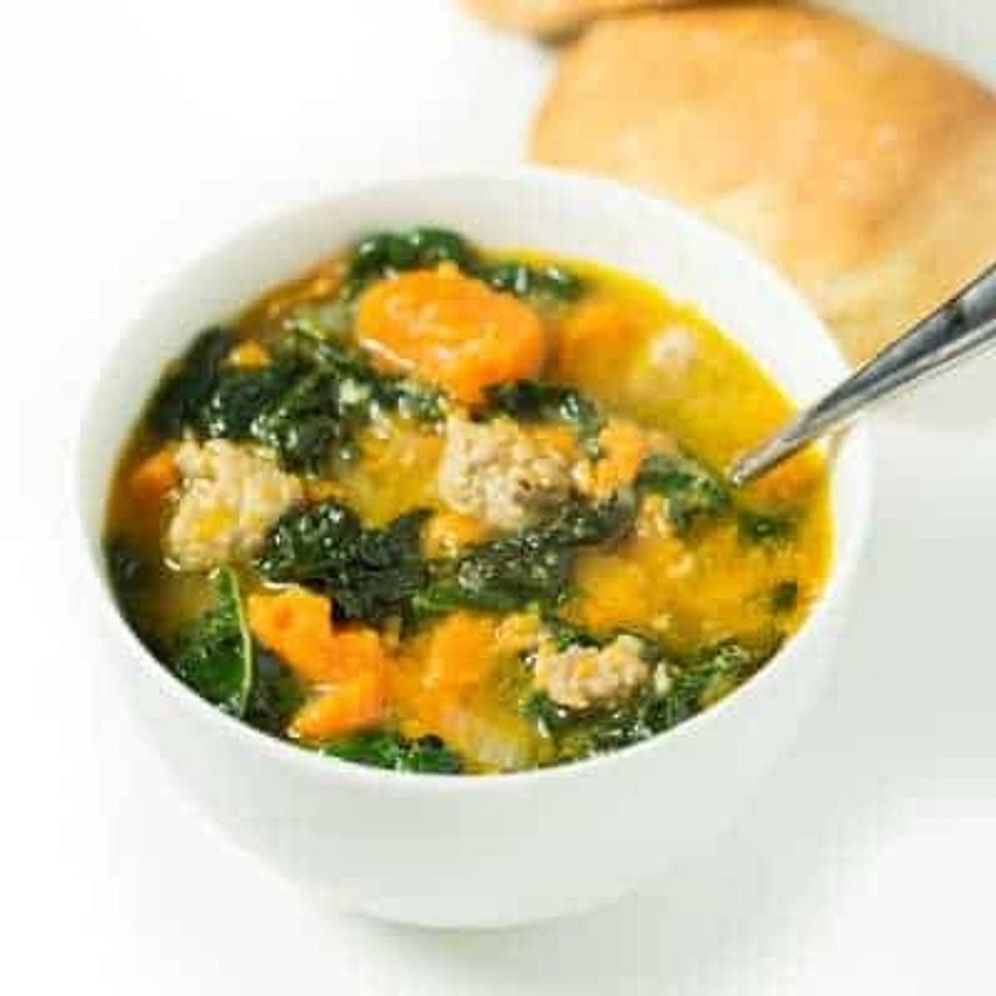 Sausage & Sweet Potato Soup with Kale