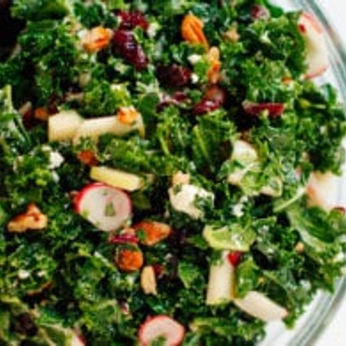 Deb's Kale Salad with Apple, Cranberries and Pecans