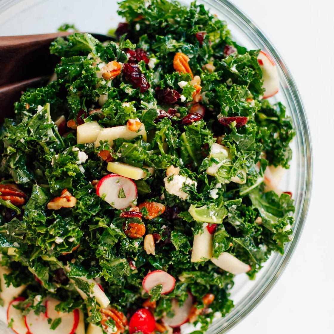 Deb's Kale Salad with Apple, Cranberries and Pecans